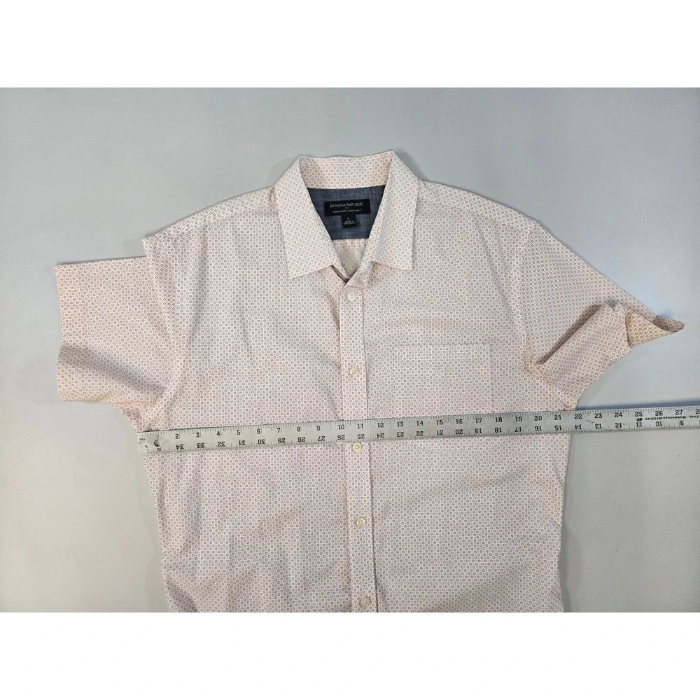 Banana‎ Republic Mens Slim Fit Stretch S/S Button Down Shirt 2 Pack Geometric L